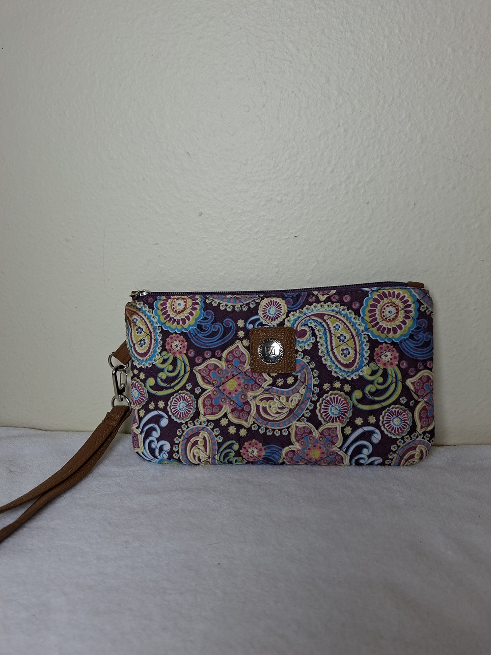 Patterned Wristlet Clutch - Purple Floral Paisley